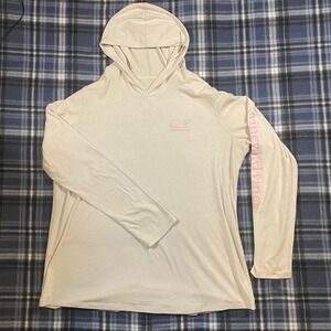 Vineyard Vines Womens XL White Long Sleeve Whale Logo Hoodie TShirt 2V001748